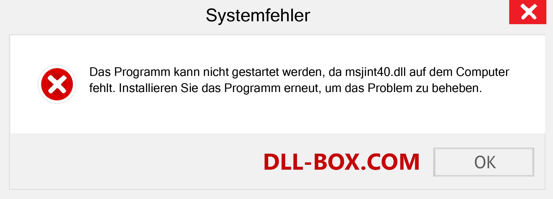 msjint40.dll-Datei fehlt?. Download für Windows 7, 8, 10 - Fix msjint40 dll Missing Error unter Windows, Fotos, Bildern